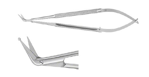 Мікроножиці круглі ручки 60° гострі/тупі 165 мм